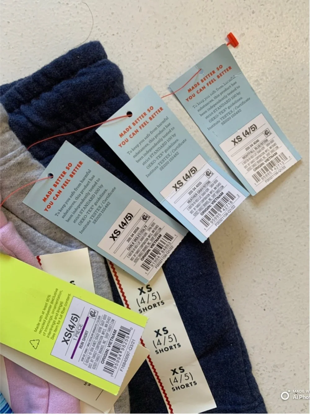 Lot of 4-Pairs of Shorts Girls Size XS (4/5) from Cat & Jack + All In Motion NWT